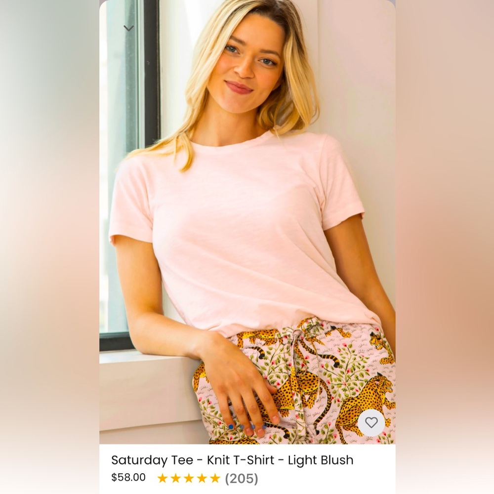 NWT Printfresh Saturday Tee -Knit T-Shirt - Light Blush Size SM. Smoke free home